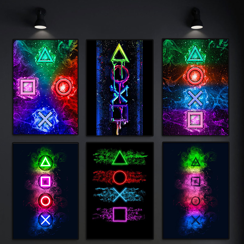 Gaming Accessories Boys - Playroom Poster Decoration Gaming Prints Neon