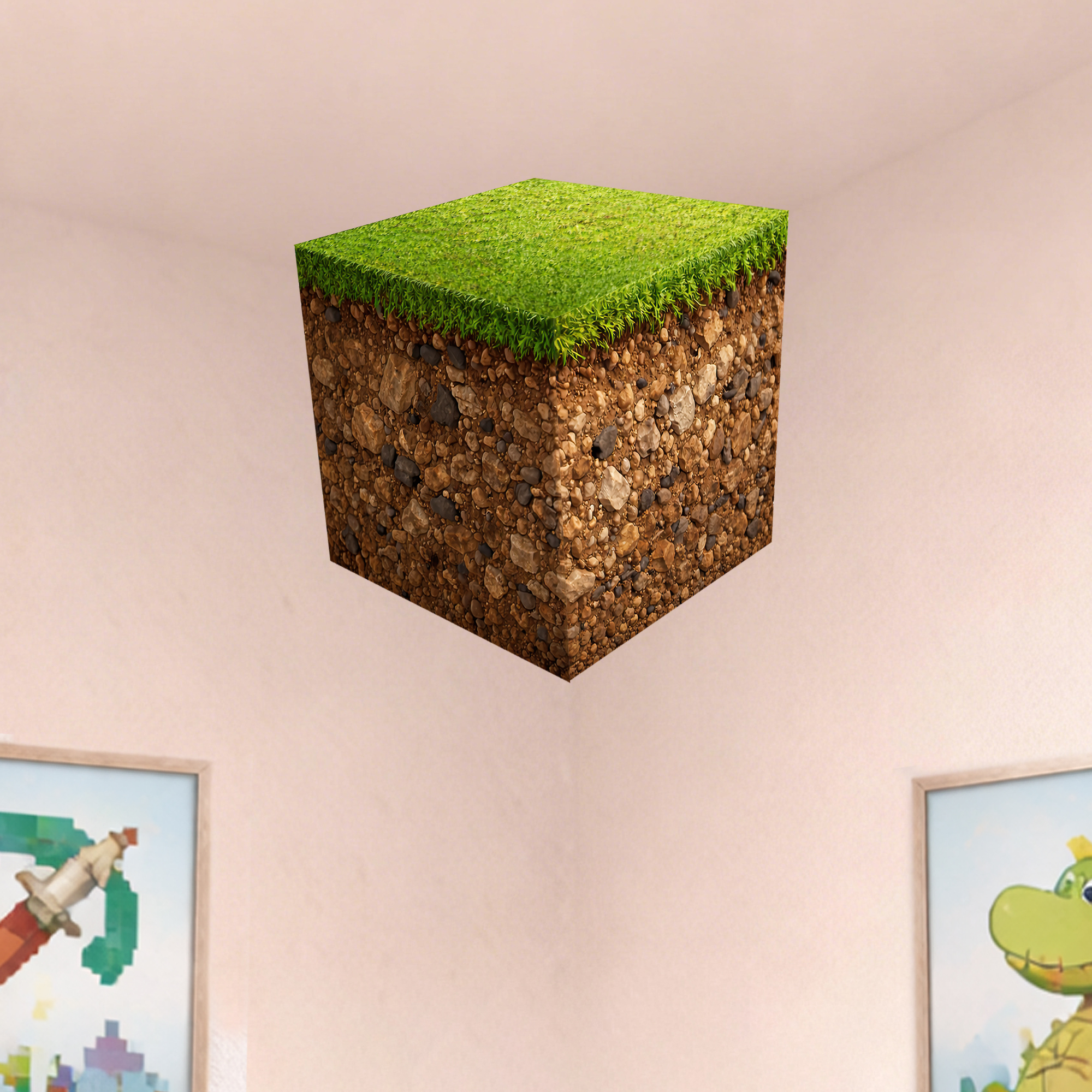 Gaming Accessories Boys - Realistic 3D Grass Cube Wall Decals,Pixel