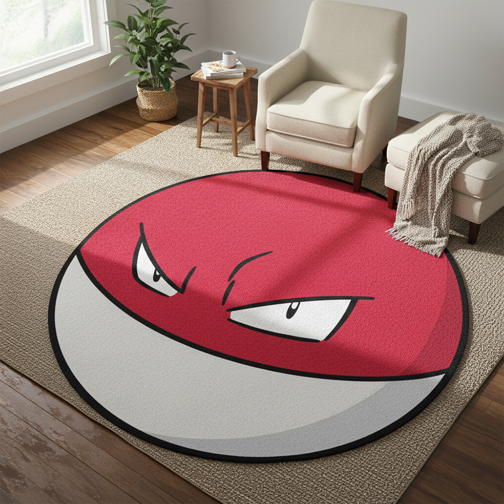 Gaming Accessories For Kids Room - Pokemon Voltorb Anime Area Rug -