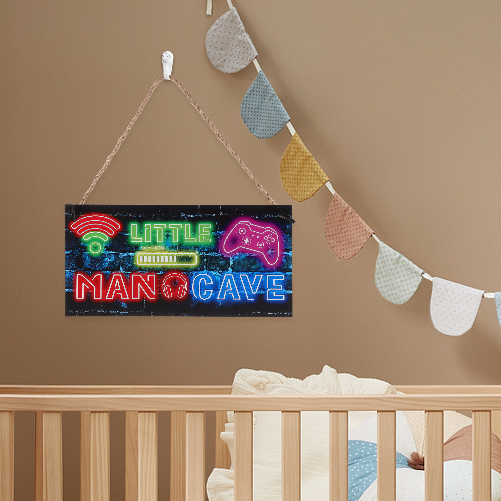 Gaming Accessories For Kids Room - Child Safe Wooden Neon Game Decoration