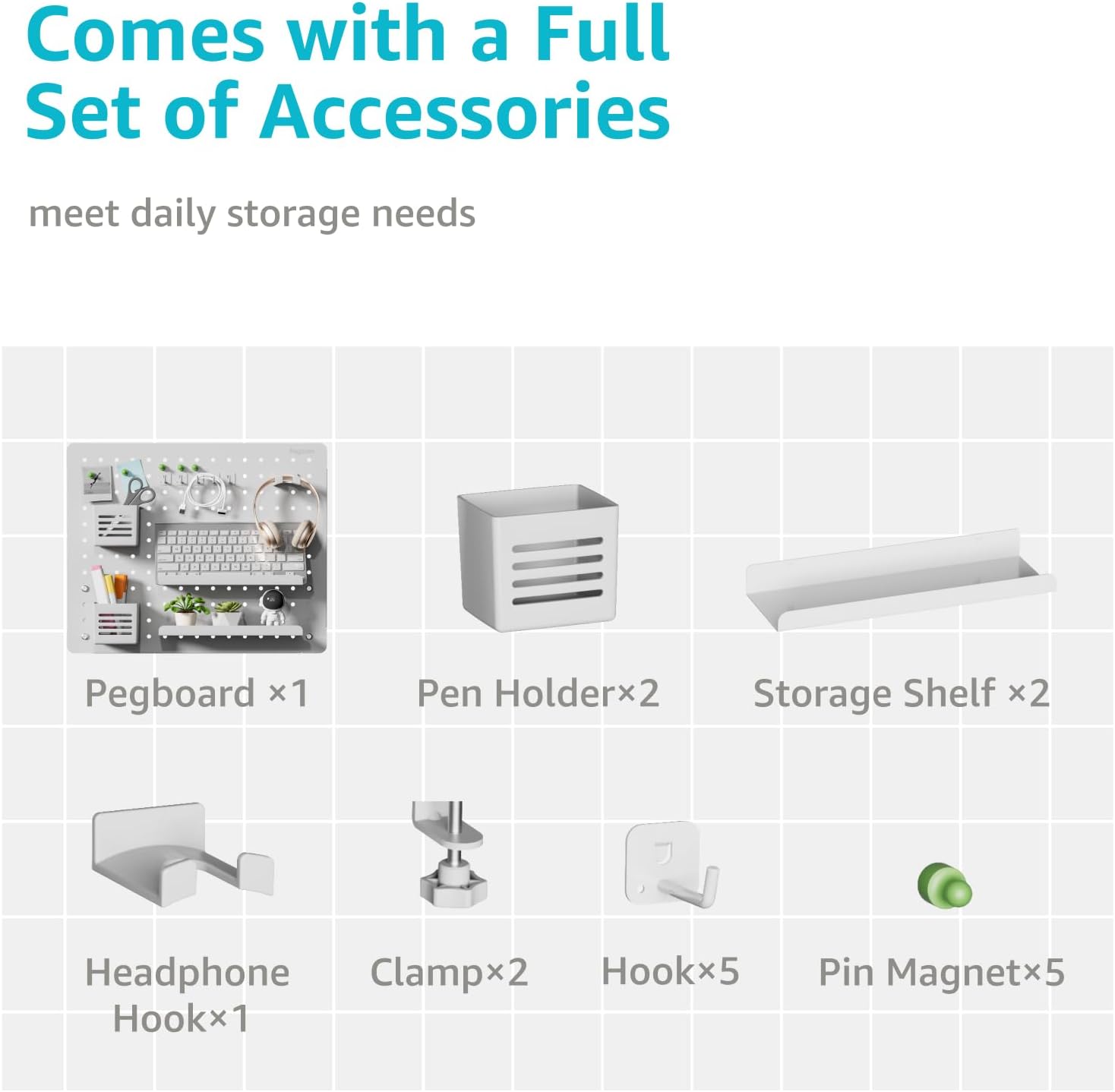 Large White Magnetic Pegboard  - Gaming Accessories Images recension och pris