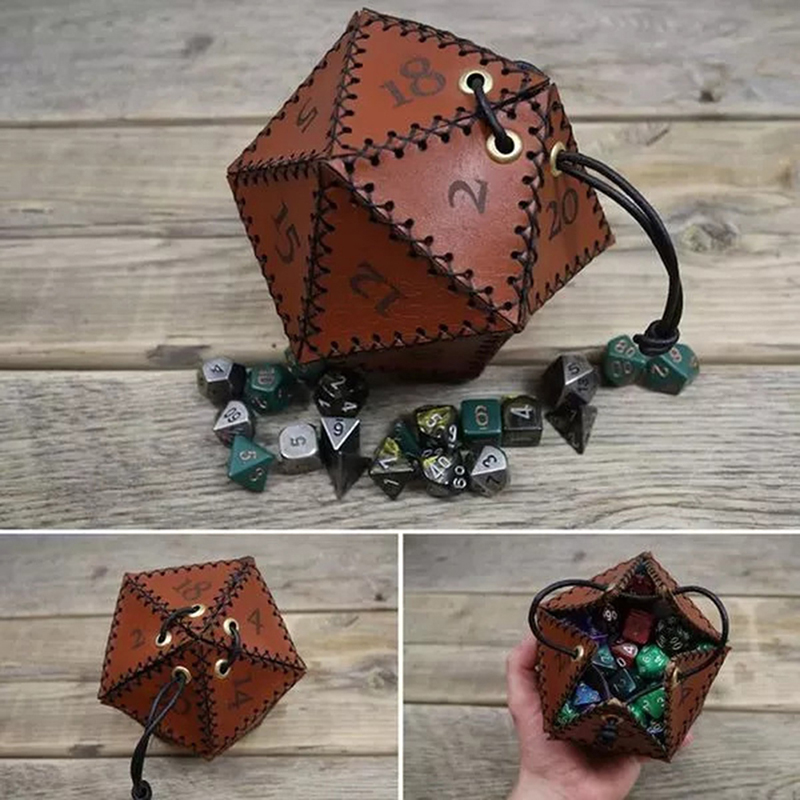 Leather D20 Dice Bag Polygonal - Gaming Accessories Ideas recension och pris