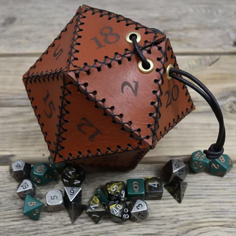 Leather D20 Dice Bag Polygonal - Gaming Accessories Ideas recension och pris