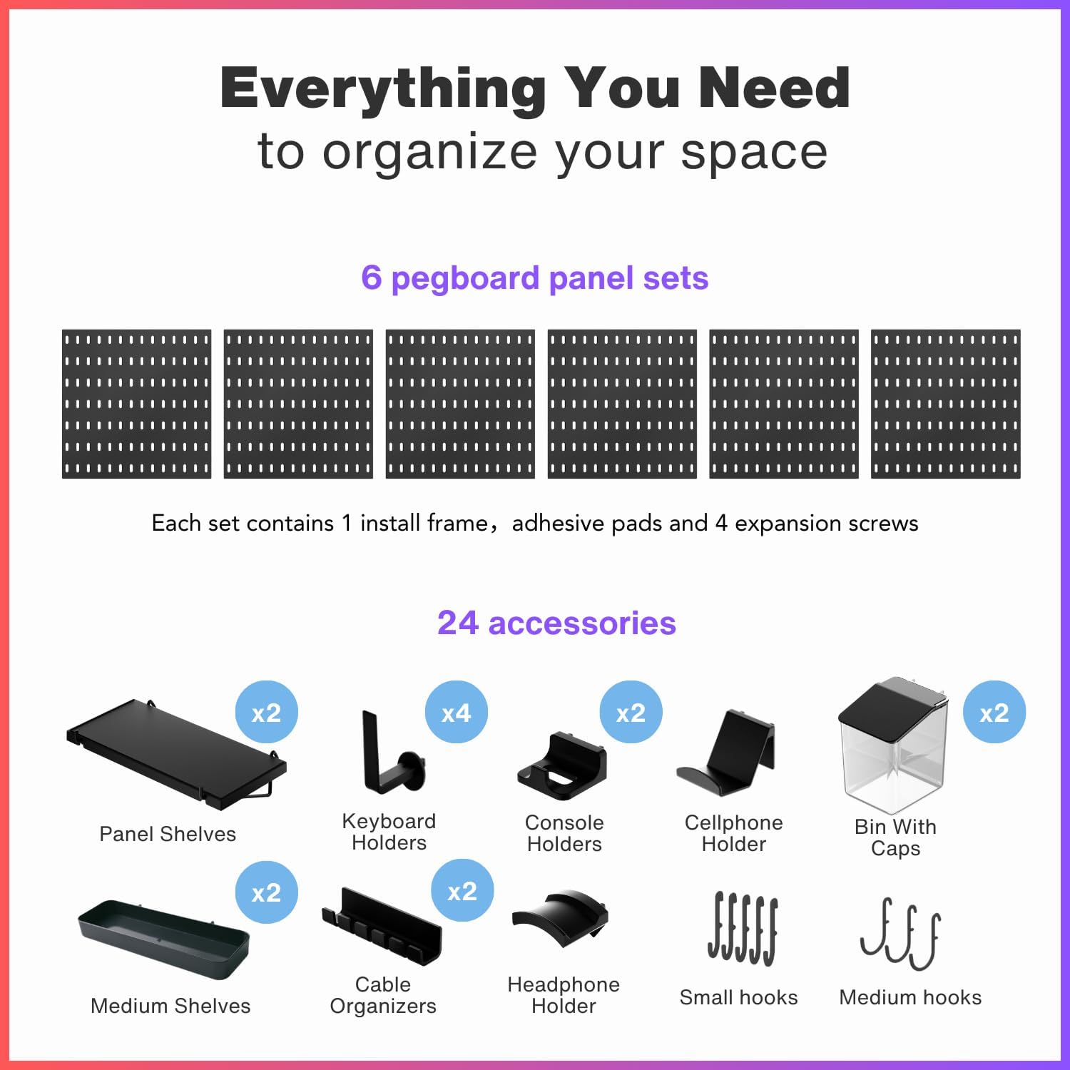33x22 Inch Black Peg Board Org - Gaming Accessories Images recension och pris