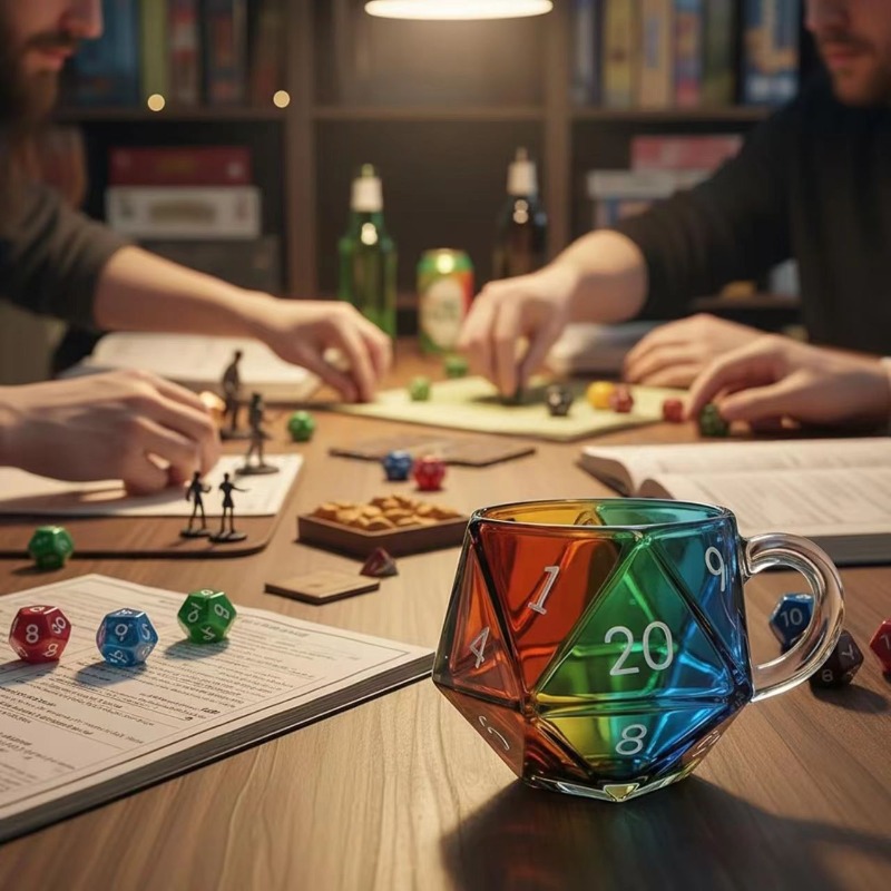 20-Sided Dice Shaped Glass Cof - Gaming Accessories Ideas recension och pris