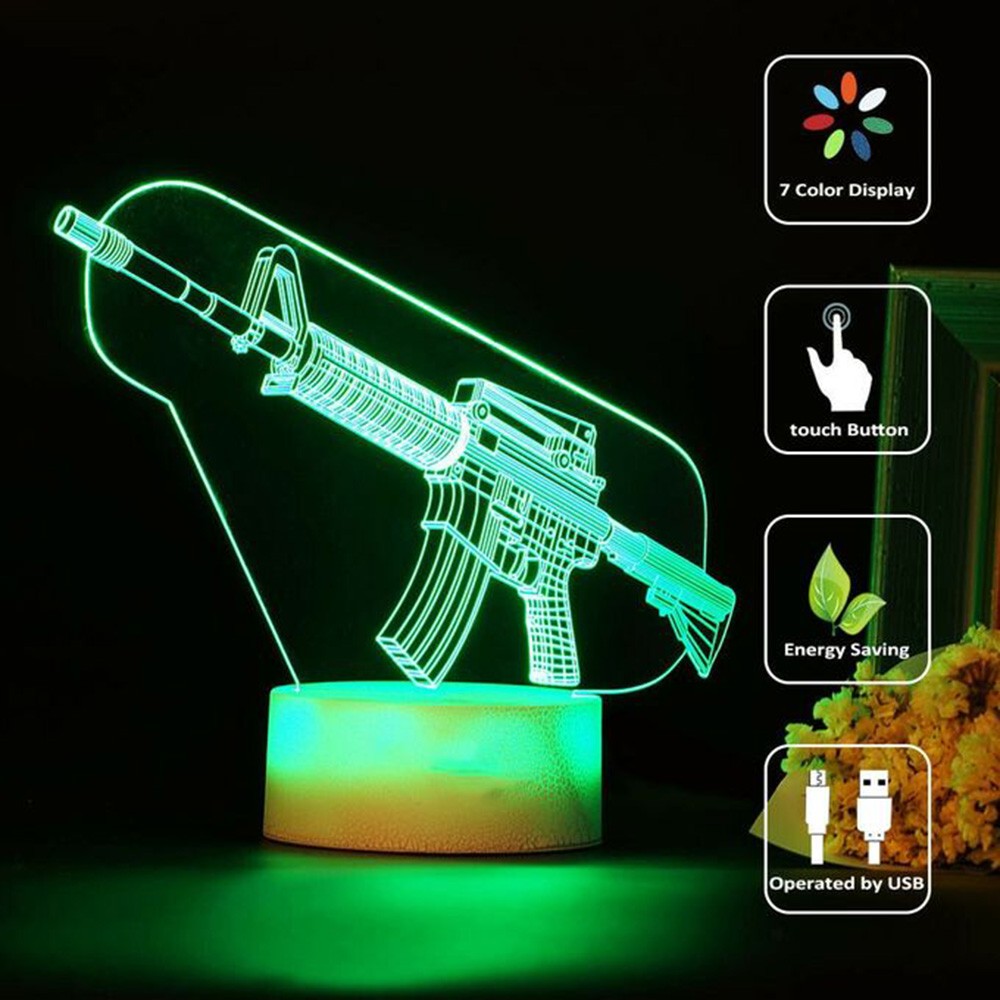 Game Rifle 3d Led Night Light  - Gaming Accessories Boys recension och pris