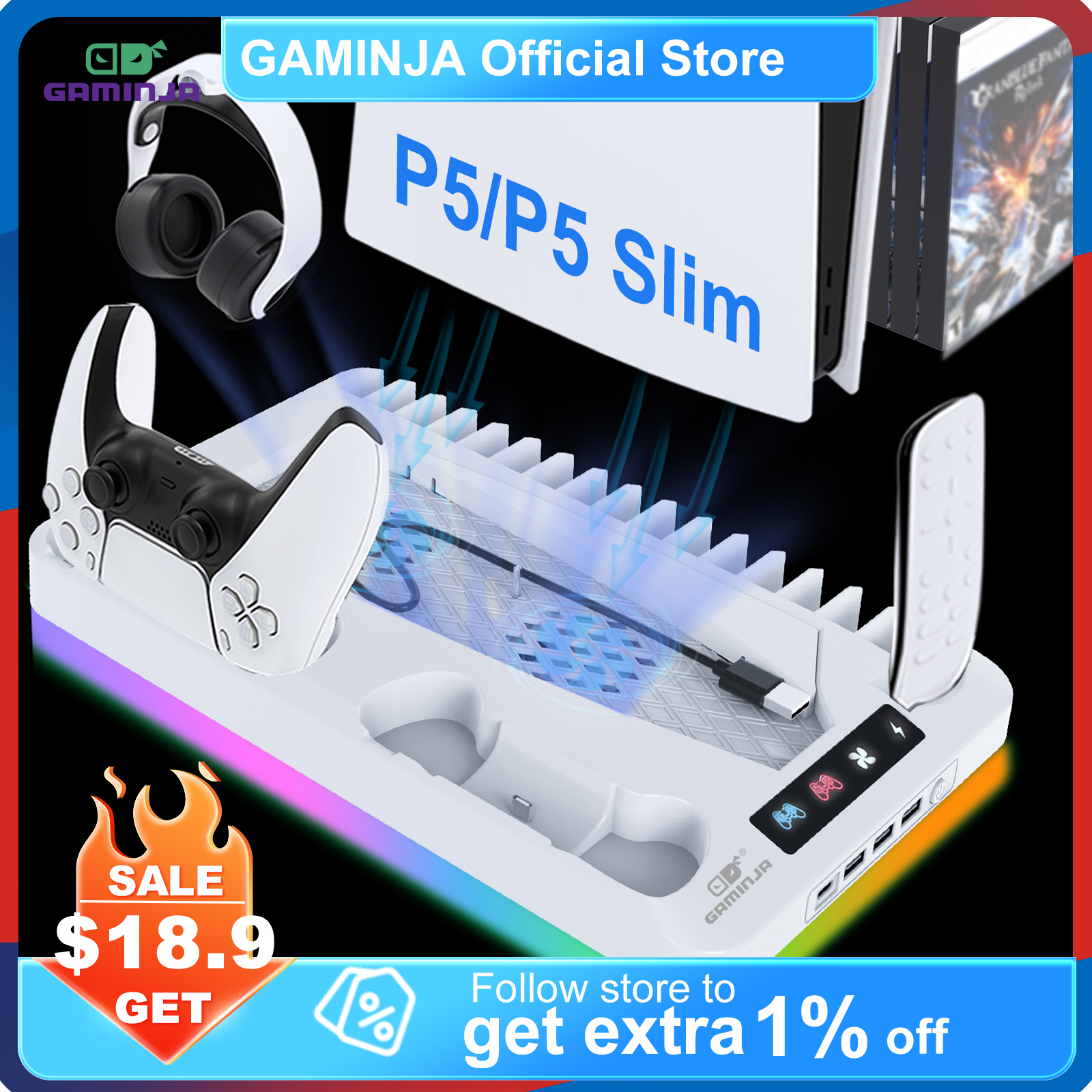 GAMINJA RGB Cooling Stand for  - Headset Stand Rgb recension och pris